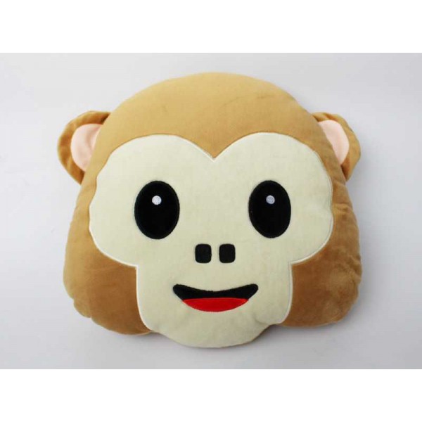 Soft Smiley Monkey Emoticon Brown Cushion Pillow Stuffed Plush Toy Doll